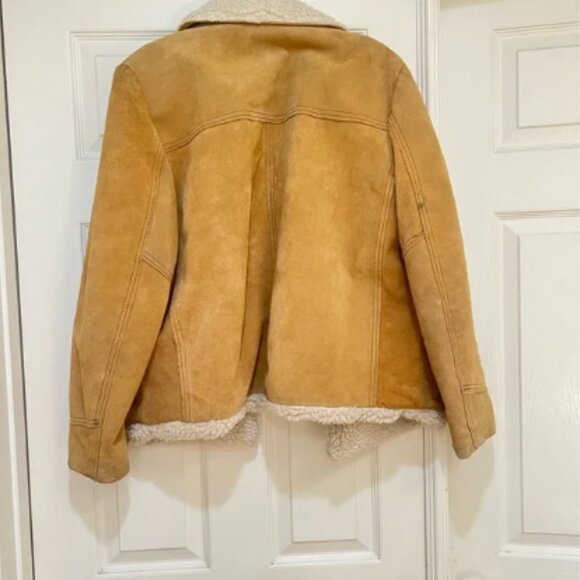 VNTG The Leather Shop 70s Suede Leather Sherpa Lined Range Coat Jacket Western M - Picture 4 of 15